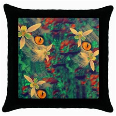 Illustrations Color Cat Flower Abstract Textures Orange Throw Pillow Case (black) by anzea