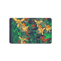 Illustrations Color Cat Flower Abstract Textures Orange Magnet (name Card) by anzea