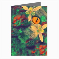 Illustrations Color Cat Flower Abstract Textures Orange Greeting Card by anzea