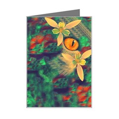 Illustrations Color Cat Flower Abstract Textures Orange Mini Greeting Card by anzea