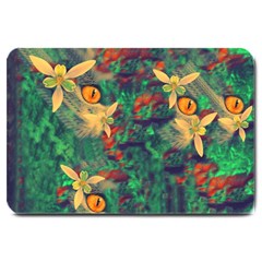 Illustrations Color Cat Flower Abstract Textures Orange Large Doormat