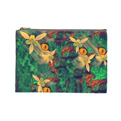 Illustrations Color Cat Flower Abstract Textures Orange Cosmetic Bag (large) by anzea