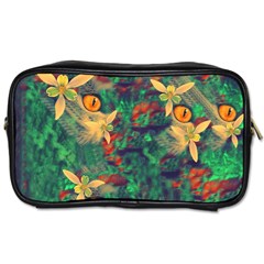 Illustrations Color Cat Flower Abstract Textures Orange Toiletries Bag (two Sides) by anzea