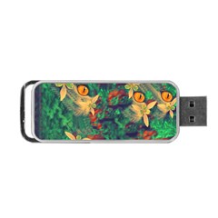 Illustrations Color Cat Flower Abstract Textures Orange Portable Usb Flash (two Sides) by anzea