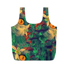 Illustrations Color Cat Flower Abstract Textures Orange Full Print Recycle Bag (m) by anzea