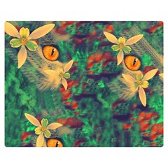 Illustrations Color Cat Flower Abstract Textures Orange Two Sides Premium Plush Fleece Blanket (teen Size) by anzea