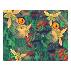 Illustrations Color Cat Flower Abstract Textures Orange Two Sides Premium Plush Fleece Blanket (large) by anzea