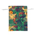 Illustrations Color Cat Flower Abstract Textures Orange Lightweight Drawstring Pouch (M) Front