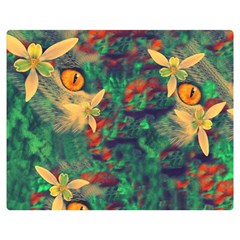 Illustrations Color Cat Flower Abstract Textures Orange Premium Plush Fleece Blanket (medium) by anzea