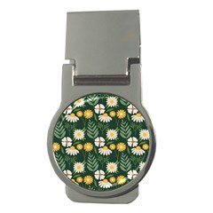 Flower Green Pattern Floral Money Clips (round)  by anzea