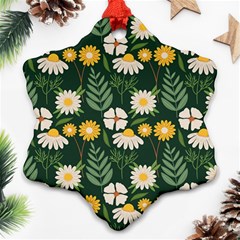 Flower Green Pattern Floral Snowflake Ornament (two Sides)