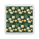 Flower Green Pattern Floral Memory Card Reader (Square) Front