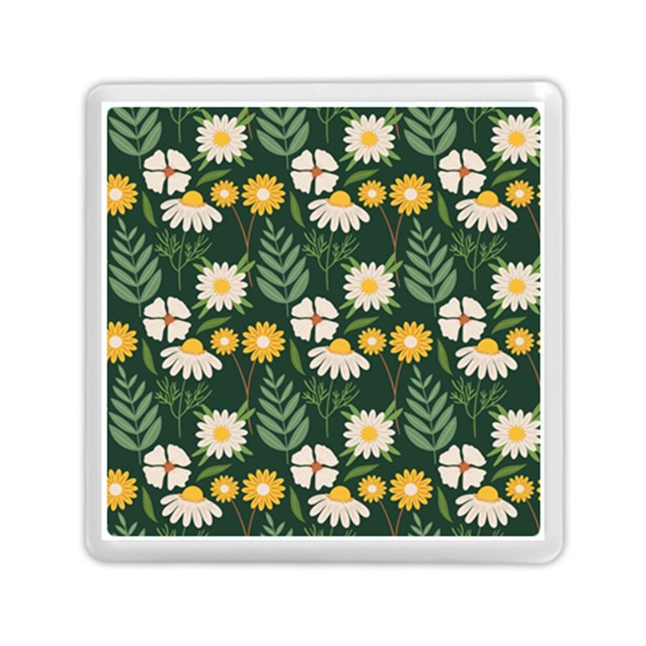 Flower Green Pattern Floral Memory Card Reader (Square)