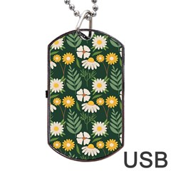 Flower Green Pattern Floral Dog Tag Usb Flash (one Side) by anzea