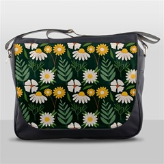 Flower Green Pattern Floral Messenger Bag by anzea