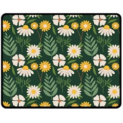 Flower Green Pattern Floral Two Sides Fleece Blanket (medium) by anzea