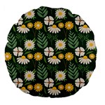 Flower Green Pattern Floral Large 18  Premium Flano Round Cushions Back