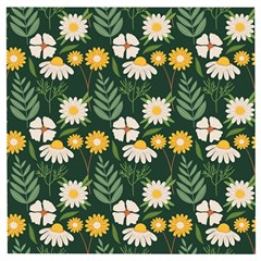 Flower Green Pattern Floral Wooden Puzzle Square by anzea