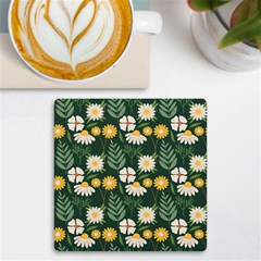 Flower Green Pattern Floral Uv Print Square Tile Coaster  by anzea