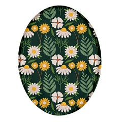 Flower Green Pattern Floral Oval Glass Fridge Magnet (4 Pack) by anzea