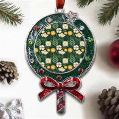 Flower Green Pattern Floral Metal X mas Lollipop With Crystal Ornament by anzea