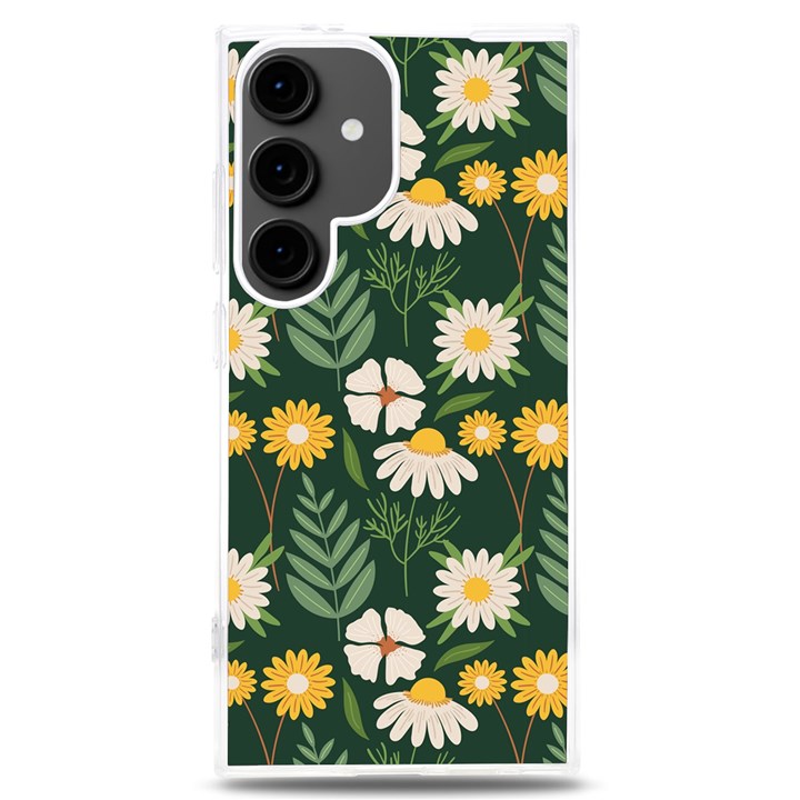 Flower Green Pattern Floral Samsung Galaxy S24 Plus 6.7 Inch TPU UV Case