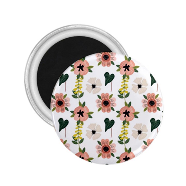 Flower White Pattern Floral 2.25  Magnets