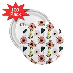 Flower White Pattern Floral 2 25  Buttons (100 Pack)  by anzea