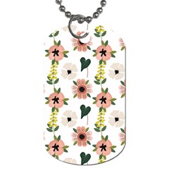 Flower White Pattern Floral Dog Tag (two Sides)