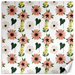 Flower White Pattern Floral Canvas 20  X 20  by anzea