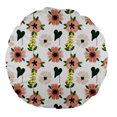 Flower White Pattern Floral Large 18  Premium Round Cushions by anzea