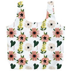 Flower White Pattern Floral Full Print Recycle Bag (xl) by anzea