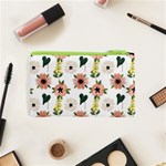 Flower White Pattern Floral Cosmetic Bag (XS) Back