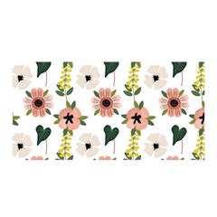 Flower White Pattern Floral Satin Wrap 35  x 70 