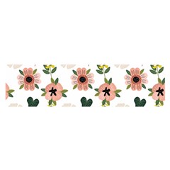 Flower White Pattern Floral Oblong Satin Scarf (16  x 60 )