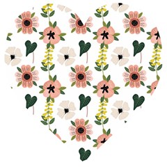 Flower White Pattern Floral Wooden Puzzle Heart by anzea