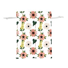 Flower White Pattern Floral Lightweight Drawstring Pouch (s)