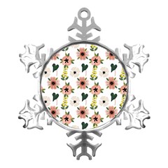 Flower White Pattern Floral Metal Small Snowflake Ornament