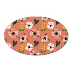 Flower Pink Brown Pattern Floral Oval Magnet by anzea