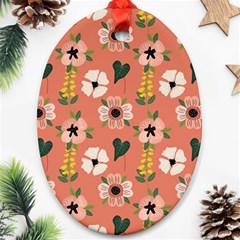 Flower Pink Brown Pattern Floral Oval Ornament (two Sides) by anzea