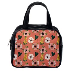 Flower Pink Brown Pattern Floral Classic Handbag (one Side) by anzea