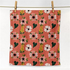 Flower Pink Brown Pattern Floral Face Towel by anzea