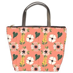 Flower Pink Brown Pattern Floral Bucket Bag by anzea