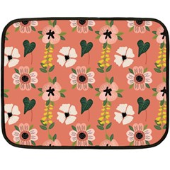 Flower Pink Brown Pattern Floral Fleece Blanket (mini) by anzea