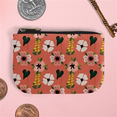 Flower Pink Brown Pattern Floral Mini Coin Purse by anzea