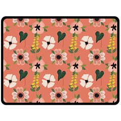 Flower Pink Brown Pattern Floral Fleece Blanket (large) by anzea