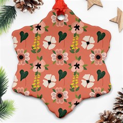 Flower Pink Brown Pattern Floral Ornament (snowflake)