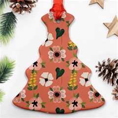 Flower Pink Brown Pattern Floral Ornament (christmas Tree) 