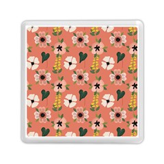 Flower Pink Brown Pattern Floral Memory Card Reader (square) by anzea