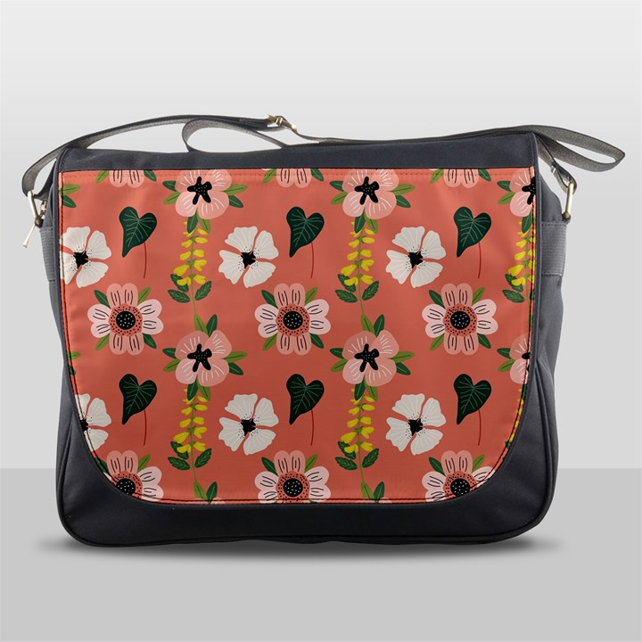 Flower Pink Brown Pattern Floral Messenger Bag